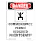 Signmission OSHA Danger Sign, Confined Space Permit, 18in X 12in Decal, 12" W, 18" H, Portrait OS-DS-D-1218-V-1092 - alternate 1